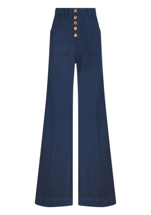 ETRO logo-embossed button high-rise flared jeans - Blue