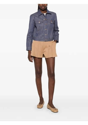 NINA 14.7 belt-loop pleated shorts - Brown
