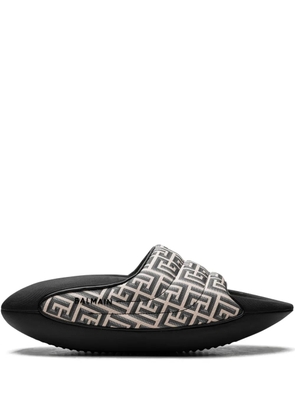 Balmain B-It padded 'Monogram Print' slides - Black