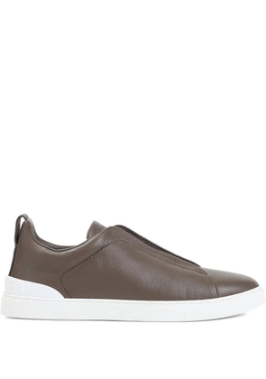 Zegna leather sneakers - Brown