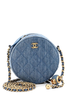 CHANEL Pre-Owned Pearl Crush Round Clutch with Chain Quilted Denim shoulder bag - Blue