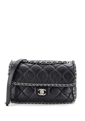 CHANEL Pre-Owned Running Chain Around Flap Bag Quilted Crumpled Calfskin Medium crossbody bag - Black