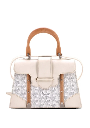 Goyard Pre-Owned Structured Saigon Top Handle Bag Coated Canvas with Leather Mini satchel - White