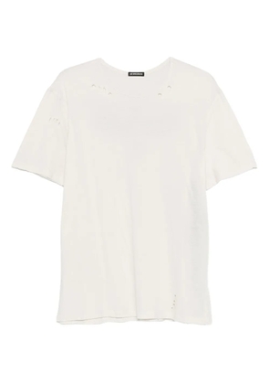 Ann Demeulemeester distressed ribbon T-shirt - Neutrals