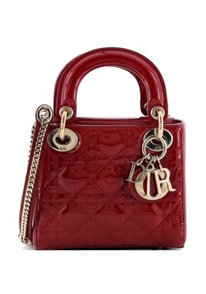 Christian Dior Pre-Owned Lady Dior Chain Bag Cannage Quilt Patent Mini satchel - Red