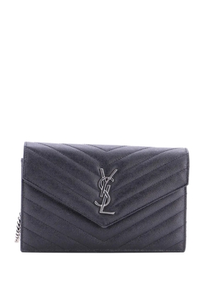 Saint Laurent Pre-Owned Classic Monogram Wallet on Chain Matelasse Chevron Leather Small crossbody bag - Black