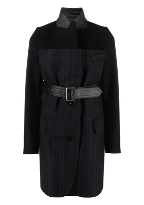 sacai belted pinstriped wool blazer - Black