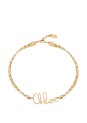Chloé braided logo plaque necklace - Gold