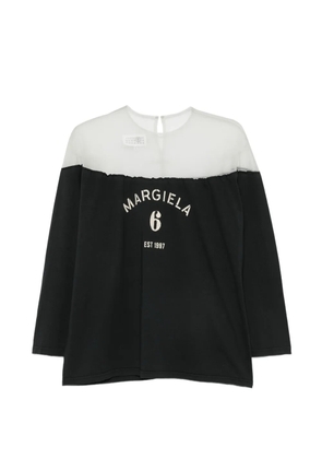 MM6 Maison Margiela logo-print sheer-panel T-shirt - Black