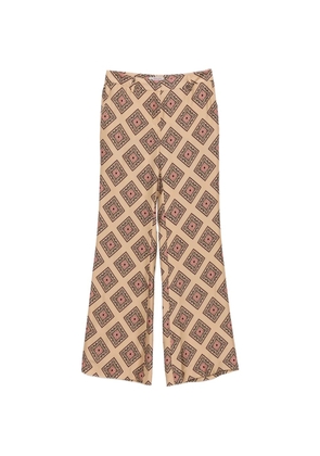 Alberto Biani geometric-print silk trousers - Brown