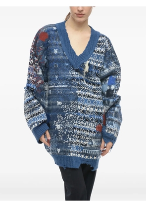 Maison Margiela V-neck embroidered sweater - Blue