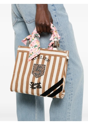 Secret Pon Pon small Saint Tropez striped tote bag - Brown
