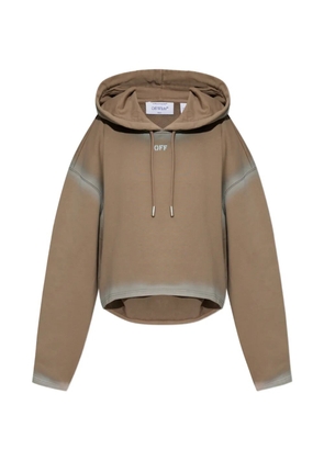 Off-White faded-effect cropped hoodie - Brown