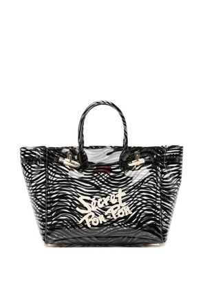 Secret Pon Pon Brigitte zebra-print tote bag - Black