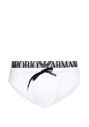 Emporio Armani logo-waistband drawstring-fastening swim briefs - White