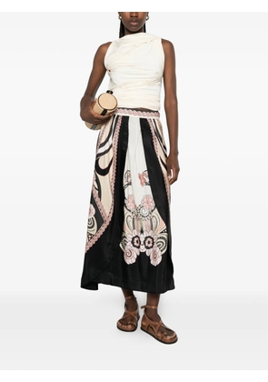La DoubleJ floral-print midi skirt - Black