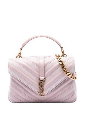 Saint Laurent Pre-Owned 2017 Medium Calfskin and Suede Chevron Monogram College satchel - Pink