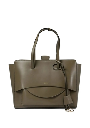 HIDESINS flap-detail leather tote bag - Green