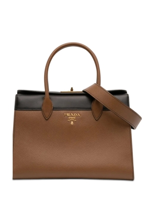 Prada Pre-Owned 2010-2026 Bicolor Saffiano and City Calf Esplanade Turn Lock satchel - Black