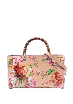 Gucci Pre-Owned 2016-2026 Medium Calfskin Blooms Bamboo Shopper satchel - Pink