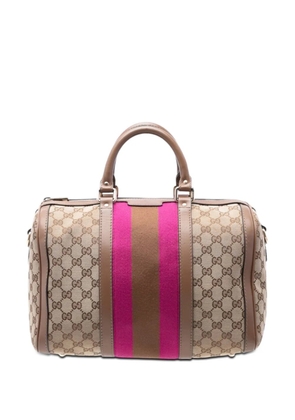 Gucci Pre-Owned 2016-2026 Medium GG Canvas Web Joy Boston Bag satchel - Brown