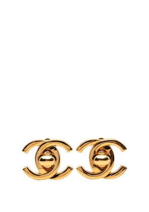 CHANEL Pre-Owned 1995 CC Gold Plated Turn Lock Clip on Earrings costume earrings