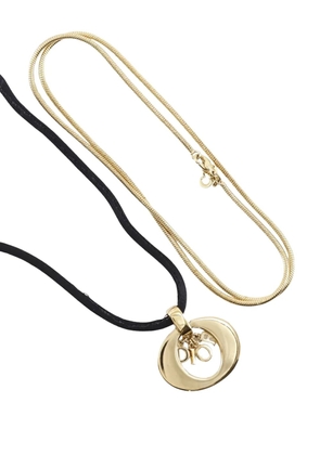 Christian Dior Pre-Owned 20th Century Convertible Gold Plated Logo Oval Pendant Necklace costume necklace