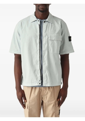 Stone Island logo-patch zip-up shirt - Blue