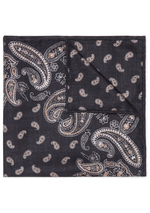 Brunello Cucinelli printed silk pocket square - Black