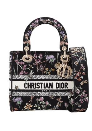 Christian Dior Pre-Owned 2010-2026 Medium Embroidered Canvas Herbarium Lady D Lite satchel - Black