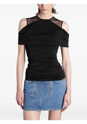 Marine Serre ruched cold-shoulder top - Black