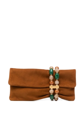 Jimmy Choo Zandra beaded clutch bag - Brown