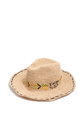 Bimba y Lola logo-embroidered raffia hat - Neutrals