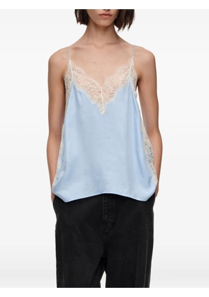Bimba y Lola lace-trim satin top - Blue