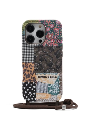 Bimba y Lola patchwork-print phone case - Brown