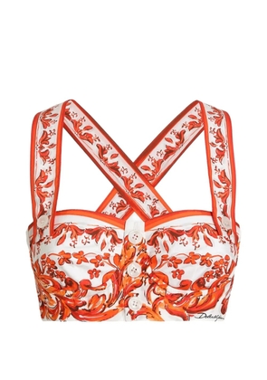 Dolce & Gabbana Majolica-print sleeveless top - White