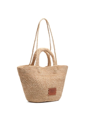 Bimba y Lola large logo-patch shoulder bag - Neutrals