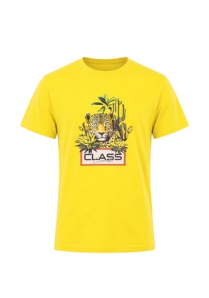Cavalli Class jaguar-print tropical-motif T-shirt - Yellow