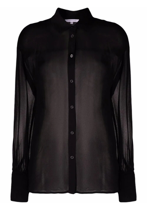 Patrizia Pepe semi-sheer puff-sleeve blouse - Black