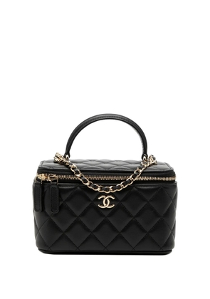 CHANEL Pre-Owned 2021-2026 Small Lambskin Top Handle Vanity Case with Chain satchel - Black
