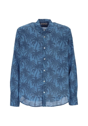MC2 Saint Barth palm-tree-print long-sleeve shirt - Blue
