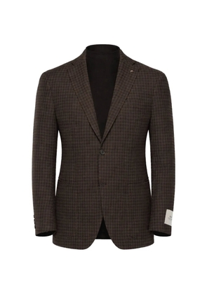 Corneliani houndstooth-pattern single-breasted wool blazer - Brown