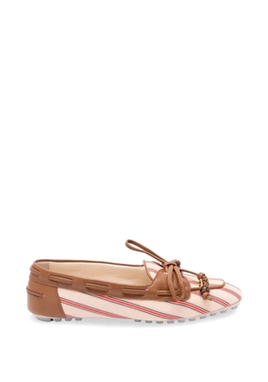 FENDI striped leather-trim loafers - Neutrals