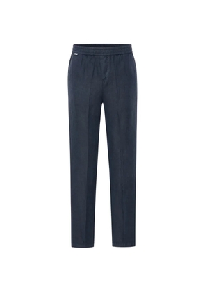 04651 / A TRIP IN A BAG elasticated-waist linen trousers - Blue