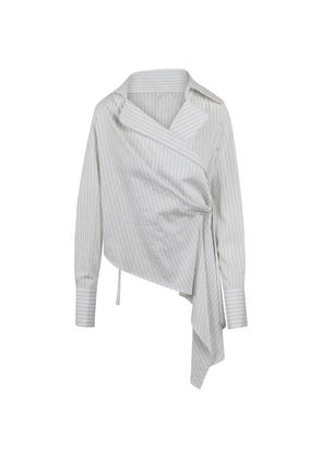 BALOSSA stripe-print asymmetric shirt - White