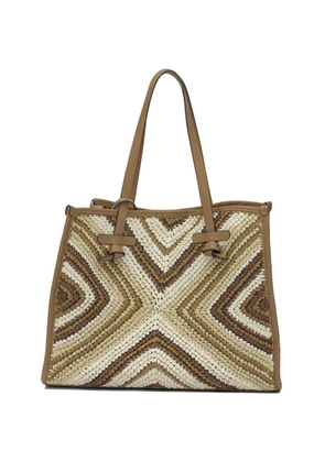 GIANNI CHIARINI Marcella chevron-pattern shoulder bag - Brown