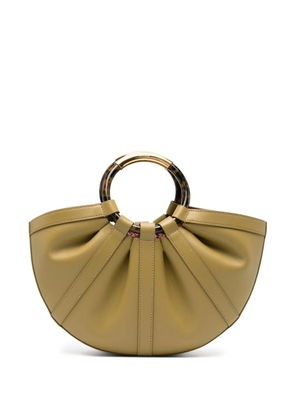 Coccinelle medium Shell pleated tortoiseshell-handle tote bag - Green