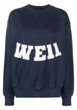 We11done logo-print cotton sweatshirt - Blue