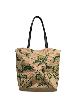 LOEWE Puzzle Fold artichoke-embroidered tote bag - Neutrals