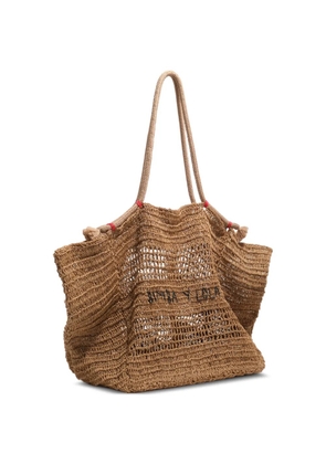 Bimba y Lola large raffia-effect tote bag - Brown